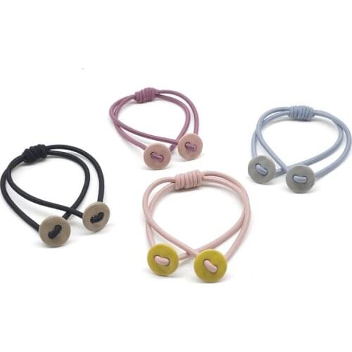 3pcs in) girls two button deco knotted hairtie ponytail holders bands toddler dx128