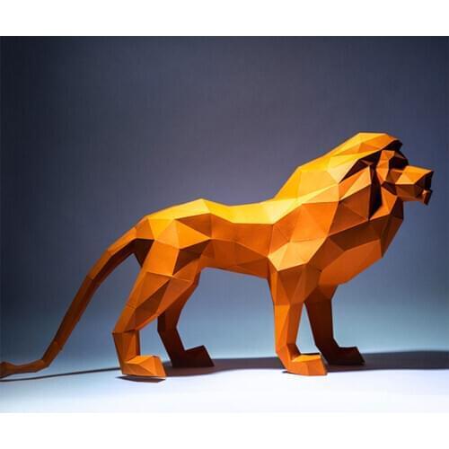 3D Nordic Lion Handmade Origami Animal Paper Model Living Room Desk Decoration DIY Creative Craft Puzzles Educational Kids Toy