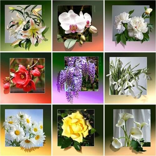 5d Diamond Painting Flowers Diamond Embroidery Mosaic Diy Cross Stitch Full Circle Square Diamond Handmade Gift Home Decoration