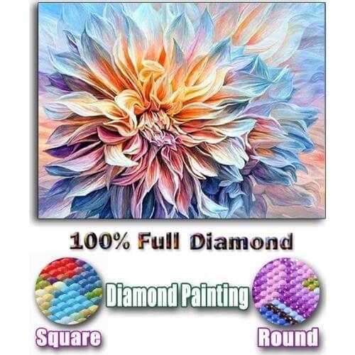 5D DIY Diamond Embroidered Pink Flower Diamond Mosaic Full Square / Round Diamond Bloom Flower Abstract Flower Mosaic Artist