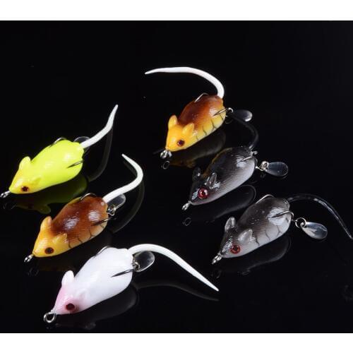 6Pcs 3D Eyes Soft Mouse Bait Bells Sound 6cm 10.5g fishing lure Frog Silicon Fishing Lure Minnow Artificial Set Sea Swim Bait