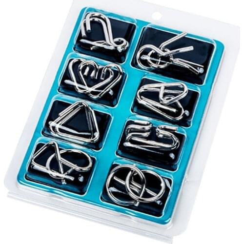 8pcs/Set Children Kids Early Educational Toys Metal Wire Puzzle IQ Mind Brain Teaser Puzzles Game Adults A Nice Gift