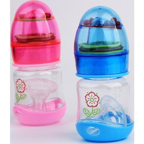 80ml BPA free No odor Baby feeding bottle infant milk bottle Newborn nursing bottle With Rattles