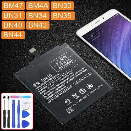Battery For Xiaomi Redmi 3 3S 3X 4 4A 4X 5 5A 5 Plus Pro Prime Battery BM47 BM4A BN30 BN34 BN35 BN40 BN42 BN44 bn 30 34 35 40 44