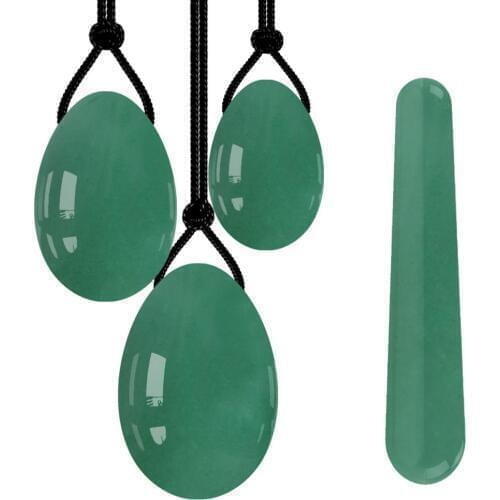 Aventurine Yoni Egg Set Jade Eggs Yoni Wand Crystal Massager Kegel Exerciser Vaginal Muscle Tightening Pelvic Massage Stone