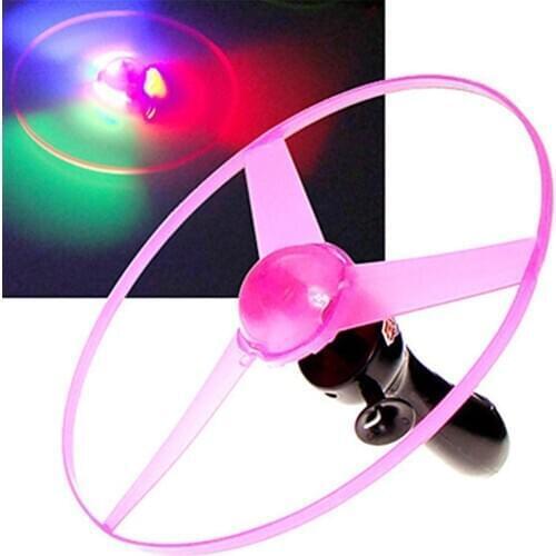 Fast Shipping Funny Colorful Pull String UFO LED Light Up Flying Saucer Disc Kids Toy Pull Wire UFO Light Flying Saucer