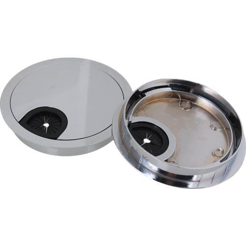 80mm Hole Diameter Bright Silver Zinc Alloy PC Computer Grommets Table Desk Cable Tidy Wire Hole Cover Pack of 2