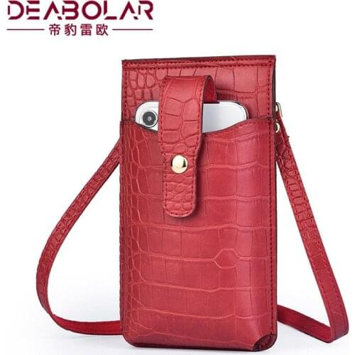 Designer Phone Pocket Small Shoulder Bag for Women Alligator Pu Leather Mini Crossbody Messenger Ladies Bags Wallet Card Purse