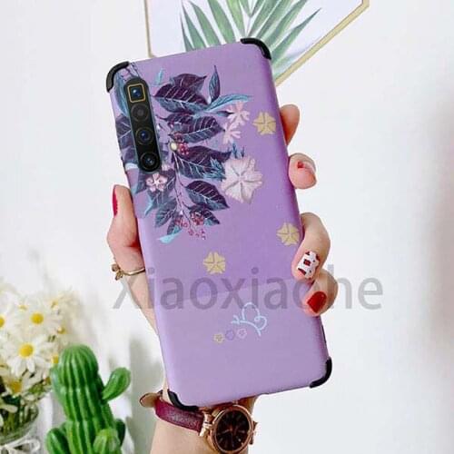 Phone case for Realme X3 Superzoom Shockproof Luxury Flower Purple Hardcase