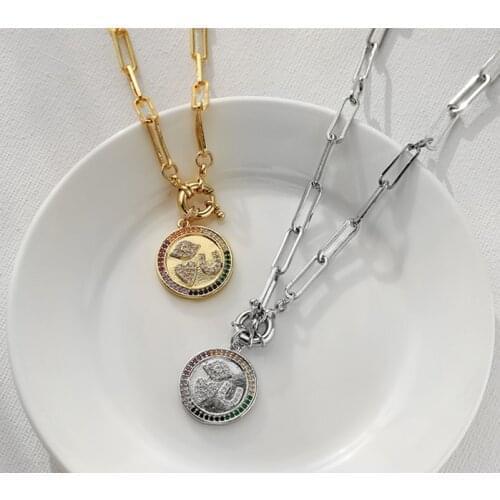 HECHENG,Fashion Luxury Love Necklace ,Women round pendant Necklace Gold color Fine Jewelry