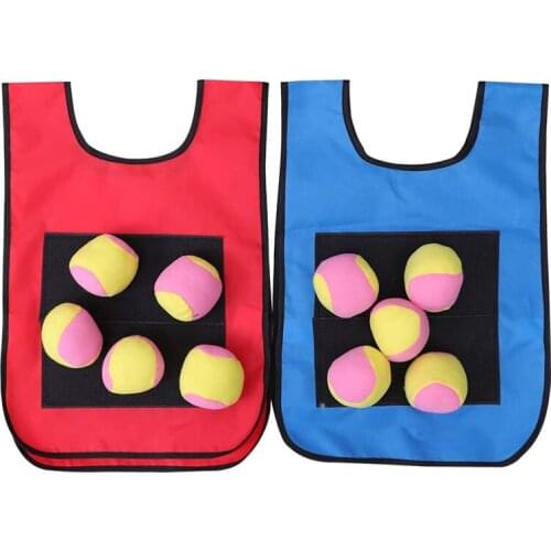 Dodgeball Game Set - 2Pcs Kids Dodgeball Tag Sticky Vests With 10 Sport Dodge Balls For Indoor Outdoor Playground Games