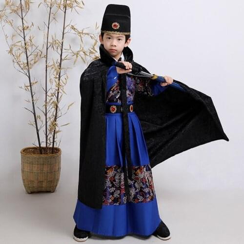 Boy Ancient Warrior Performance Stage Robe Chinese Traditional Clothes Kids Tang Suit Hanfu Ming Cosplay Ouchi Detective Costume
