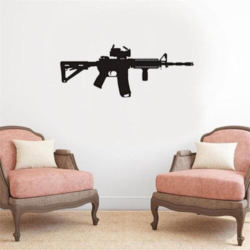 Handsome Machine Gun Wall Sticker Weapon Wall Decal Home Decoration For Bedroom Living Room Revocable Vinyl Mural DW6653