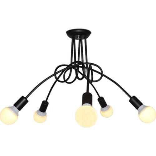 Retro Industrial Simple Loft A living room Bedroom Chandelier Ceiling Lamp With 5 heads (Black) pendant lamp lighting fixture