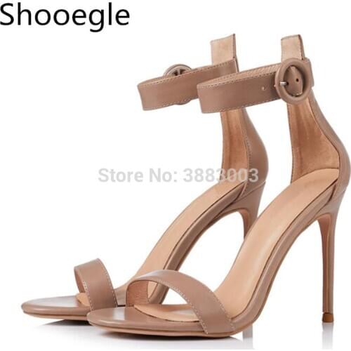Fashion Thin High Heel Round Buckle Strap Summer Women Sandals Open Toe Night Club Party Dress Sexy Pumps 8 CM 10 CM high Heels