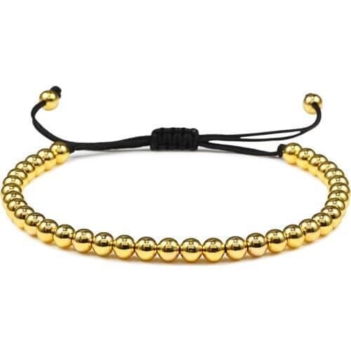 Fashion Simple Ball Bracelet Men Unique Charms Jewelry 4mm Copper Beads Mens Bracelets Luxury Handmade Pulsera Hombre Joyas