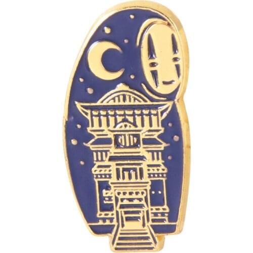Animation Movie Spirited Away No Face Man & Bathhouse Cartoon Cute Enamel Alloy Clothes Lapel Badge Brooch Pin Accessories