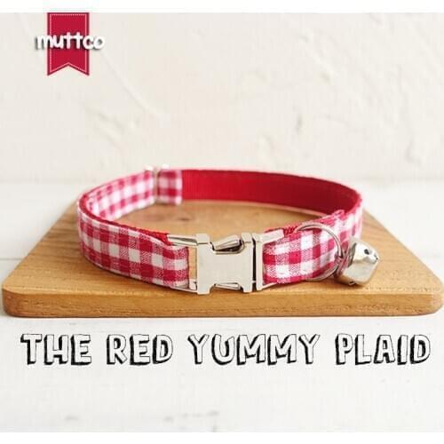 MUTTCO Retailing characteristic high quality cat collar THE RED YUMMY PLAID creative cat collars 2 sizes UCC047