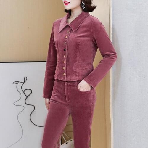 New Two-piece Womens Jacket And Long Pants Spring And Autumn Casual Style 2-Piece Set