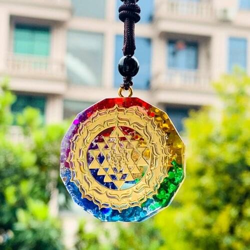 Orgonite Pendant Necklace Reiki Healing Sacred Geometry Chakra Energy Necklace Natural Gravel Stone Meditation Jewelry Gift