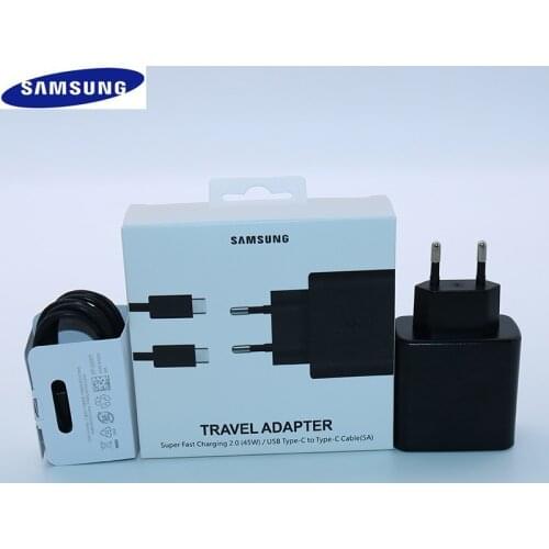 Original Samsung 45W USB-C Super Adaptive Fast Charge Charger EP-TA845 For Samsung GALAXY Note 10 Plus S20 S21 A71 A91 5A Cable