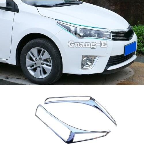 Car Body Front Head Light Lamp Hood Molding Frame Stick ABS Chrome Cover Trim Part 2pcs For Toyota Corolla Altis 2014 2015 2016