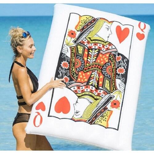 Floating Water Hammock Queen Of Hearts Float Toys PVC Poker Floating Bed Chair Swimming Pool Foldable Inflatable Hammock Bed