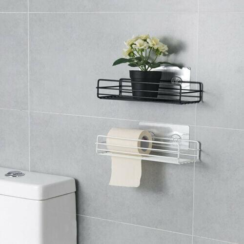 Bathroom Shelf Metal Shelf Storage Rack Stainless Steel Punch-Free Firm Shower Kitchen Fitted Wall Storage Organizer Rack