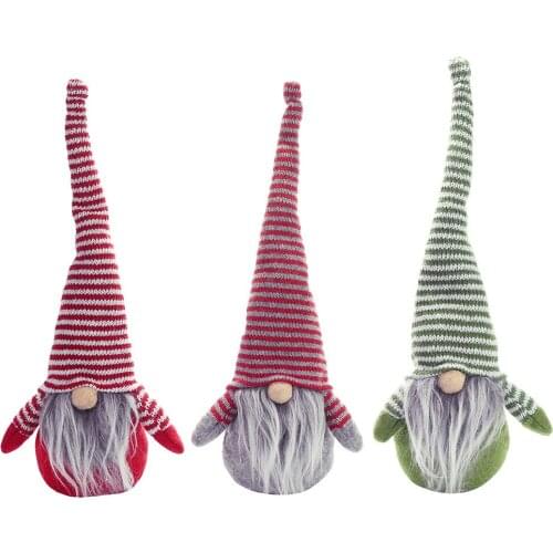 Christmas Cartoon Santa Snowman Elk Striped Hat No Face Doll Small Figurine Decoration Nordic Land God Old Man Doll