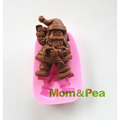 Mom&Pea 0454 Free Shipping Christmas Santa Claus Silicone Mold Cake Decoration Fondant Cake 3D Mold Food Grade DIY