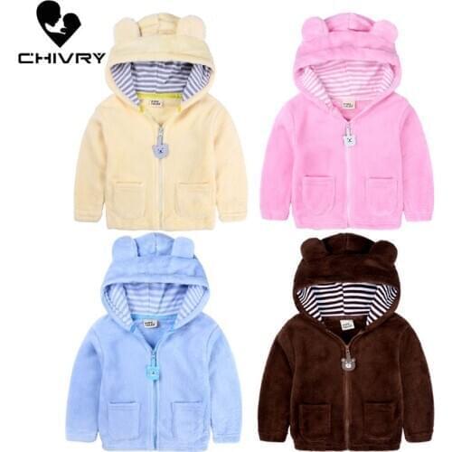 New Baby Boys Girls Wool Hooded Zipper Coat Outerwear 2020 Autumn Winter Kids Warm Soft Fleece Solid Jackets Children Clothing