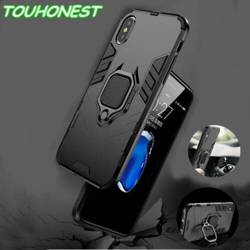 Luxury Armor Bracket Magnetic Cover phone Case For iphone XS XR X 6 6S 7 8 Plus silicone case for iphone XS MAX With Holder Ring