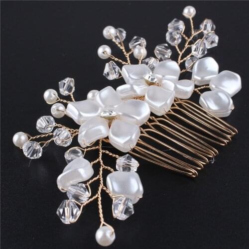 Bridal Wedding Accessories Pearl Hair Comb Rhinestone Flower Wedding Hair Comb Jewelry Wedding Hair Ornaments Bridal Headdress