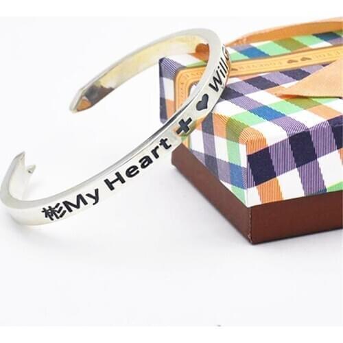 Solid Silver Cuff Bangle 3D Band Banner Shape Engraved Words Quote Personalized Couple Jewelry