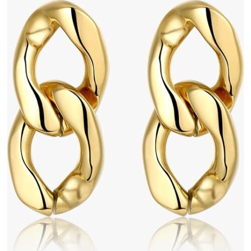 European and American Geometric Thick Chain Stud Earring Woman 18K Gold Plated 316L Stainless Steel Earring Hypoallergenic Party