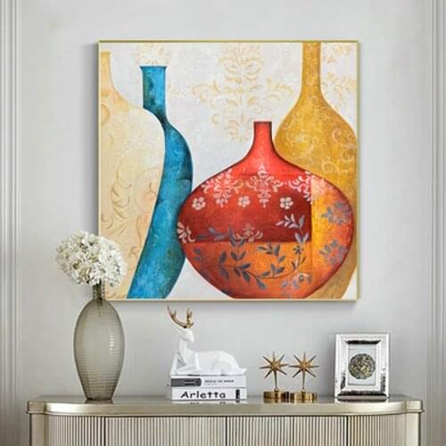 Retro Wall Art Vintage Poster Abstract Vase Canvas Painting Decoration for Home Room Pictures for Home Design