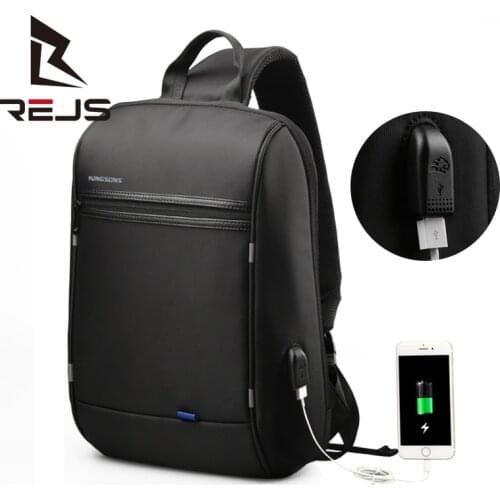 REJS LANGT Large Capacity Mens Shoulder Bag Fit 13.3 Inch Laptop Backpack with Charging Business Waterproof Crossbody Bags SAC