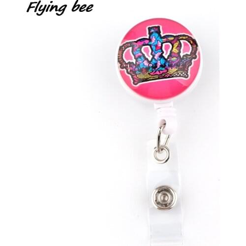 X2056 1pcs New High Quantity Creative Crown Retractable Badge Reel Clip Student Friends Exquisite IC Card Badge Holder Jewelry