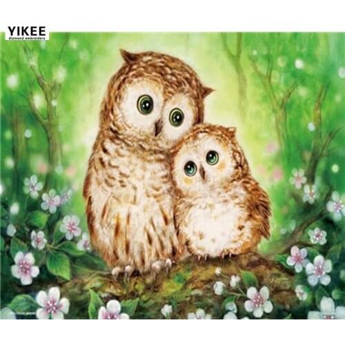 YIKEE owl embroidery diamond new Handmade Needlework DIY Diamond Embroidery Mosaic Rhinestone Picture dz010