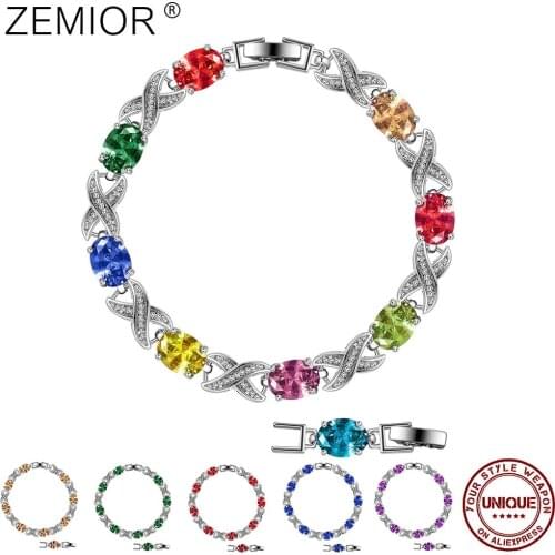 ZEMIOR Multicolor Zircons Series Brecelets For Women Noble Tennis Bracelet Luxury Fashion Accessories Lady More Choose Jewelry