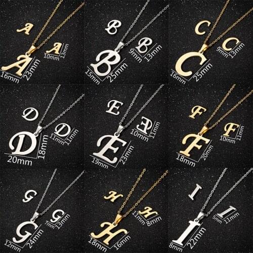 Stainless Steel Initials Letter Necklace Pendant For Women Customized Jewelry Set Alphabet Stud Earrings Girls Birthday Gift
