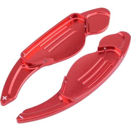 1Pair Car Red Aluminium Alloy Steering Wheel Shift Shifter Extension Paddle Fit For Land Rover Jaguar