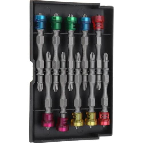 10Pcs Double Head 65mm Magnetic Screwdriver Bit Set S2 Alloy PH2 Phillips 1/4 Inch Hex Shank Electric Screwdriver Kit