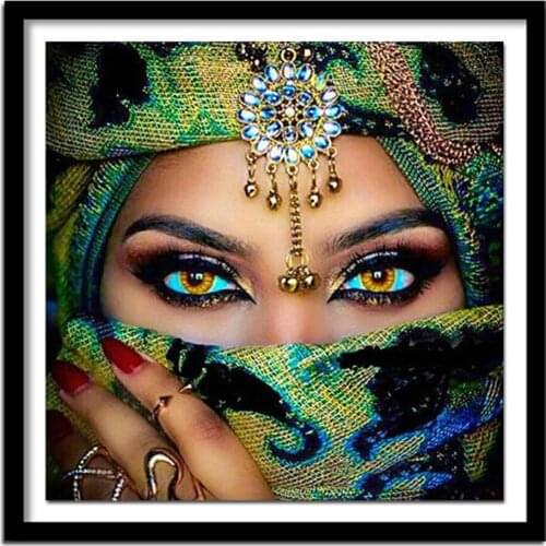 100% Full 5D Diy Daimond Painting Cross-stitch "Mysterious Veiled Woman" 3D Diamond Round Rhinestones Paintings Embroider