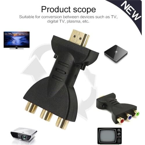 2021 Audio Video Adapter compatible to 3 RGB RCA Gold Plated AV Component Converter 1080P Splitter Digital Signal for HDTV DVD