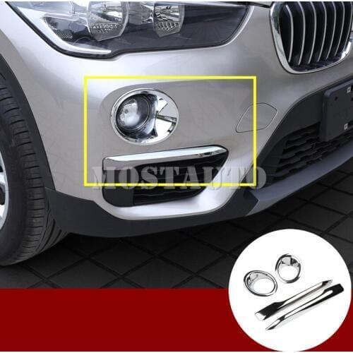 For BMW X1 F48 ABS Chrome Front Bumper Protector Fog Light Cover Trim 2016-2019 4pcs Car Accessories Interior Car Decor Car Trim
