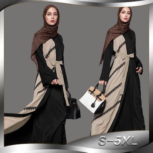 Abaya Kimono New Fashion Cardigan Robe Lace Stitching Long Skirt Oversized Muslim Temperament Womens Clothing Turkish Abayas