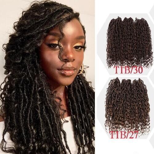 Amir Goddess Locs Crochet Hair Extensions Synthetic Twist Braids Hair For Black Or white Women 18inch Natural Black And Brown