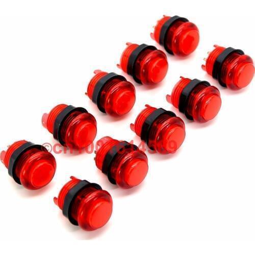 Reyann 10 x 5V 30mm Arcade Game DIY Kits Parts LED Illuminated Arcade Button With Build-in Micro Switch For PacMan Game - Red