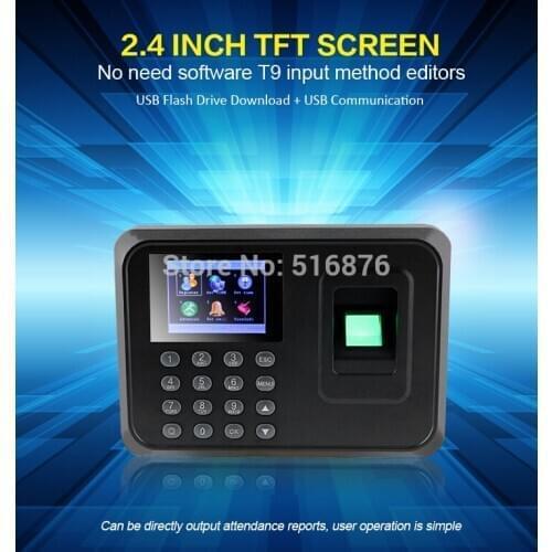 Biometric Fingerprint Time Attendance Time Clock Recorder Employee Digital Electronic Attendance Machine W/ Charger Adapter